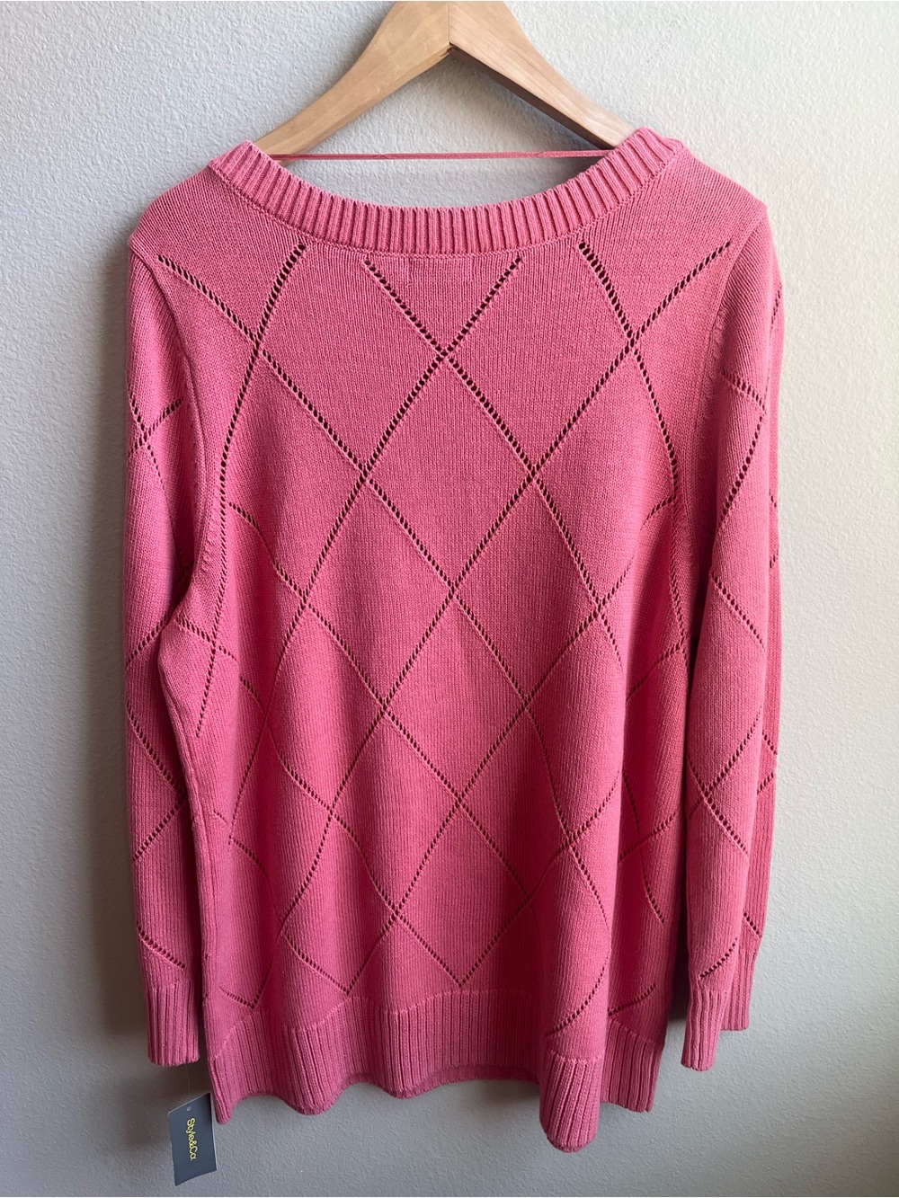 Classic Pointelle Pink Boat-Neck Sweater Preppy Classic NWT - Picture 5 of 8
